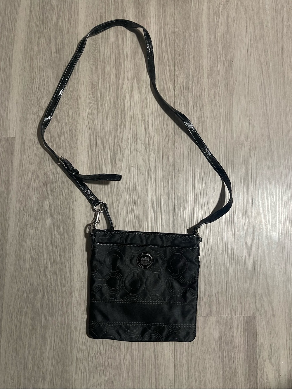 Coach Black Signature Crossbody Satin Nylon Bag